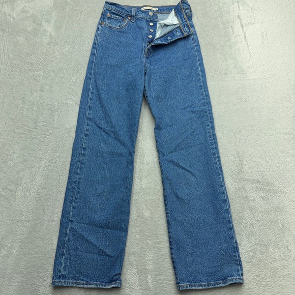 Levi's Denim - Levi's Jeans Womens 26 Blue Ribcage Straight Ankle High Rise Button Fly Denim